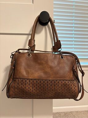 Women's Sam & Hadley Brown Laser-Cut Shoulder Satchel